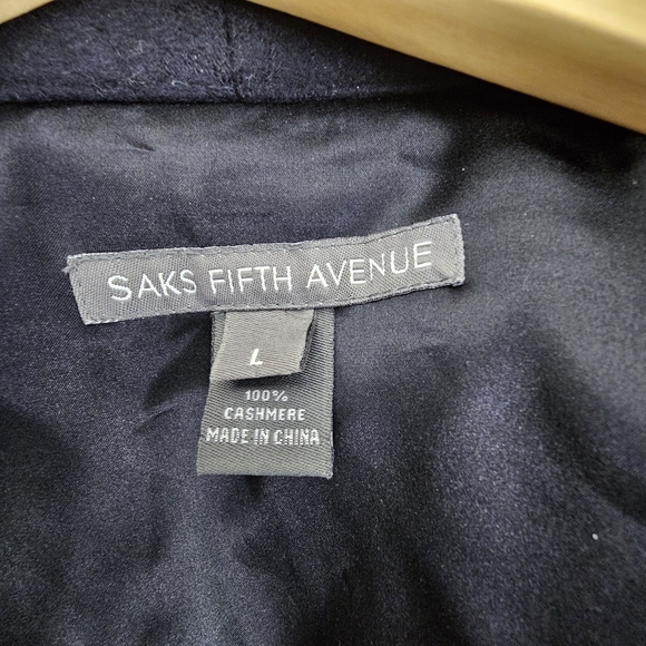 Saks Fifth Avenue Men's Full Length Navy Blue Robe Cashmere Silk Smoking Jacket - Picture 11 of 16